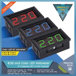 DC Digital LED Voltmeter 0.56in 0.56" with Case | 2 Wire/Kabel (4.5 ~ 30 Vdc) | 3 Wire/Kabel (0 ~ 100Vdc)