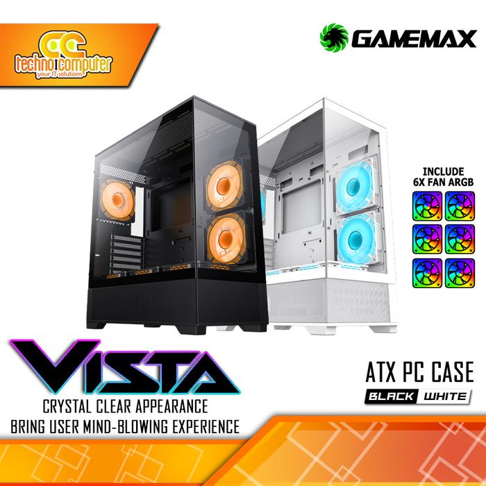 Gambar CASING GAMEMAX VISTA ATX - Mid Tower ATX Case Tempered Glass dari Techno Computer Bali Kota Denpasar Tokopedia