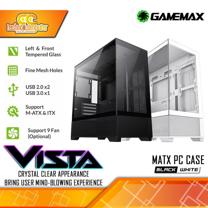 Gambar CASING GAMEMAX VISTA mATX - Mid Tower mATX Case Tempered Glass dari Techno Computer Bali Kota Denpasar Tokopedia