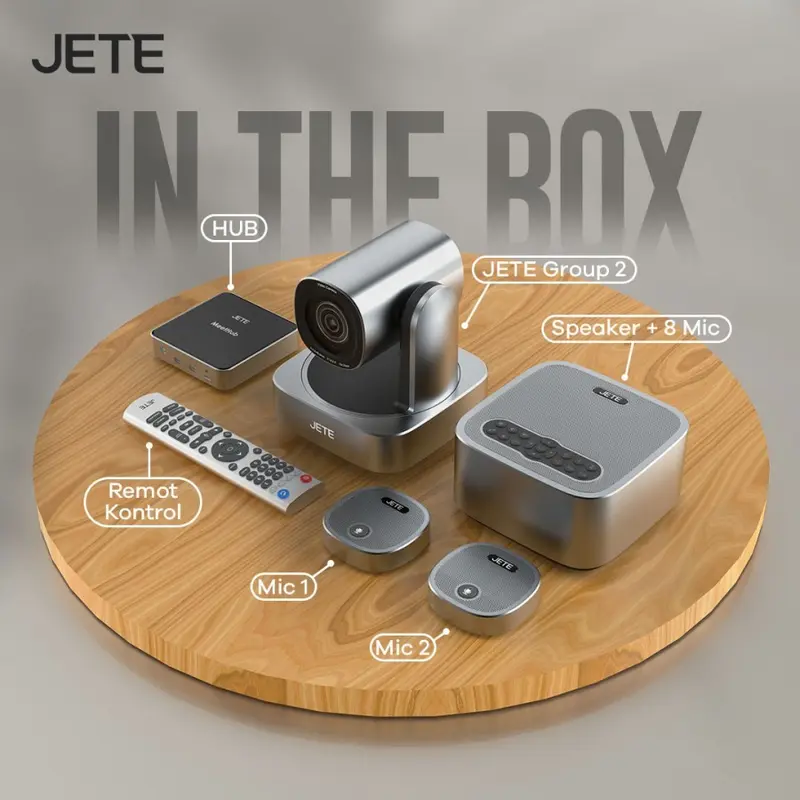 JETE Webcam Video Conference Group 2 4K 12X Zoom With 2 Mic Expansion - Garansi Resmi 2 Tahun 2