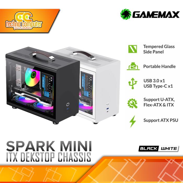 Gambar CASING GAMEMAX SPARK MINI - Mini Tower ITX Case Tempered Glass dari Techno Computer Bali Kota Denpasar Tokopedia