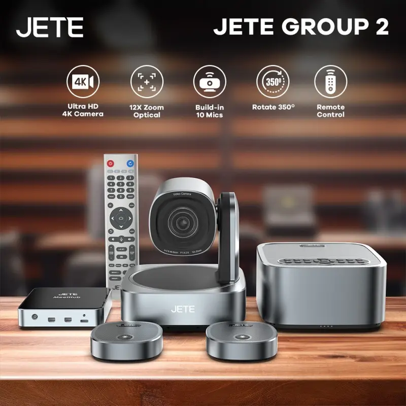 JETE Webcam Video Conference Group 2 4K 12X Zoom With 2 Mic Expansion - Garansi Resmi 2 Tahun 1