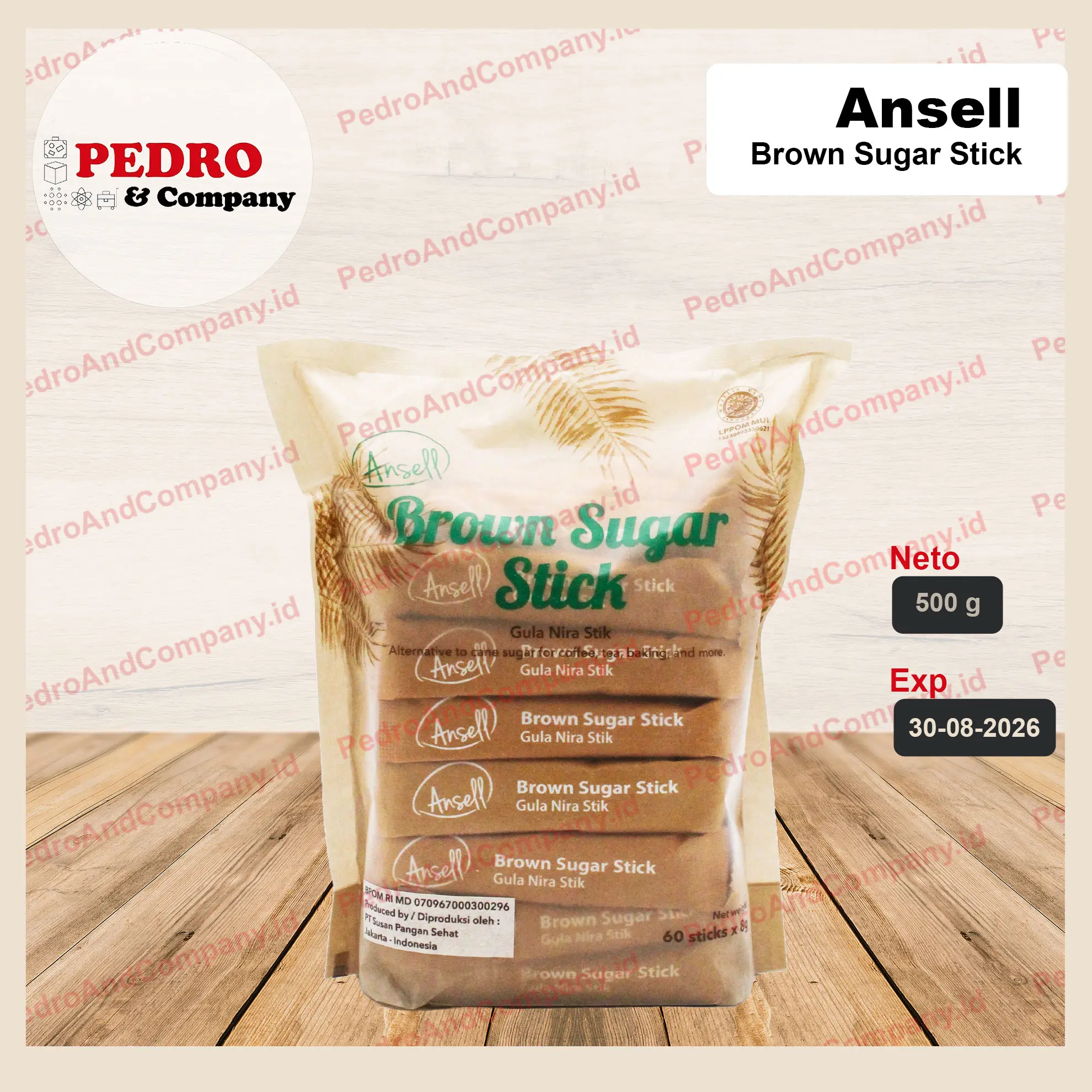 Ansell brown sugar stick gula bira stik (60 sticks x 8 gram)
