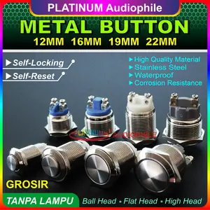 Metal Push Button Switch Saklar On Off Stainless 12mm 16mm 19mm 22mm tanpa lampu