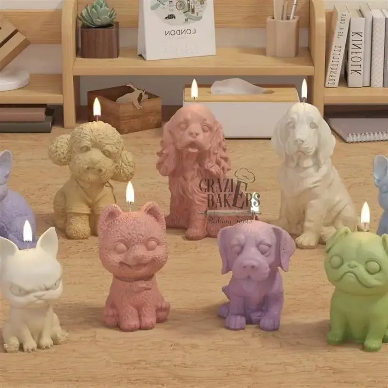 Cetakan Silikon Candle  Small Cute Pet Dog Puppy Anjing Lucu Kecil 3D DIY Mold