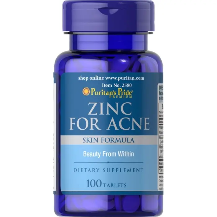 Puritans Pride Zinc for Acne 100 Tablets / Puritan / Puritan's