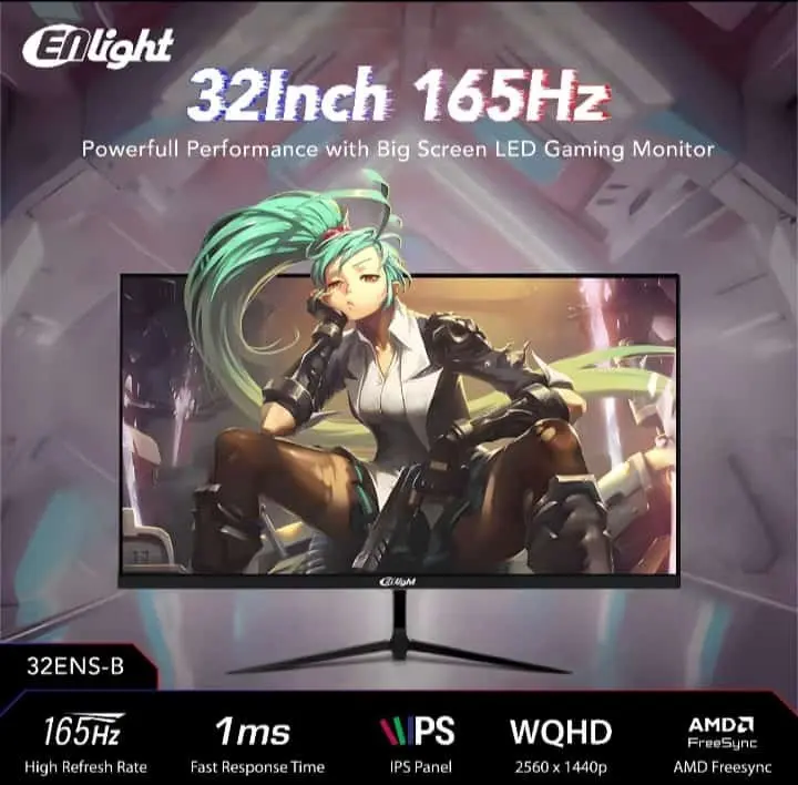 Monitor LED Enlight 32ENS-B 32 Inch Frameless 65Hz IPS 2K 2560X1440 WQHDs