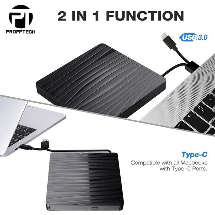 DVD-RW EXTERNAL USB 3.0 + TYPE-C HUB Original ProffTech Garansi 1 Tahun 3