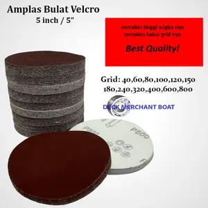 Amplas Tempel Bulat Gerinda / Gurinda VELCRO 5" Grit 40 60 80 100 120 150 180 240 320 400 600 800