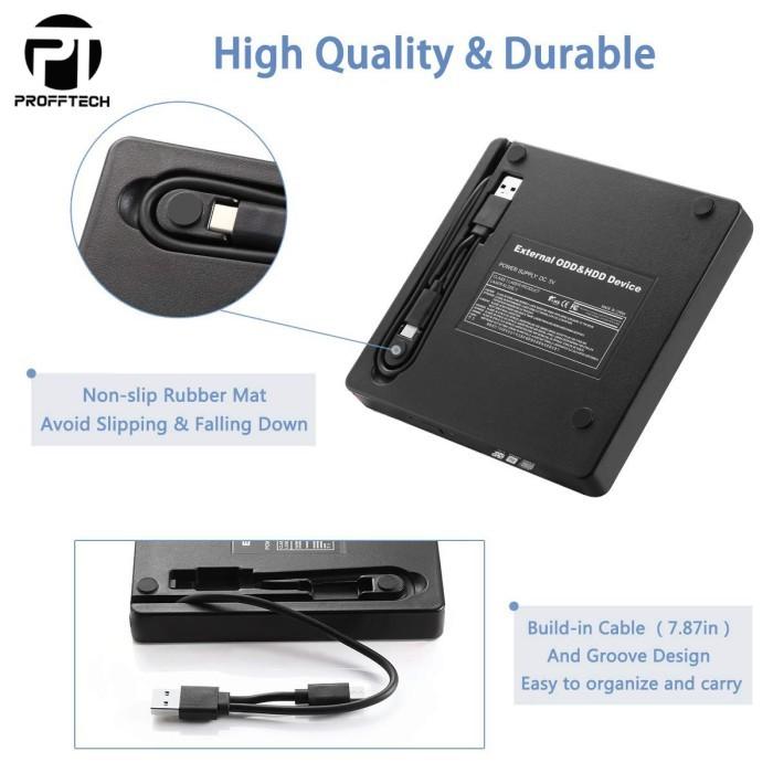 DVD-RW EXTERNAL USB 3.0 + TYPE-C HUB Original ProffTech Garansi 1 Tahun 4