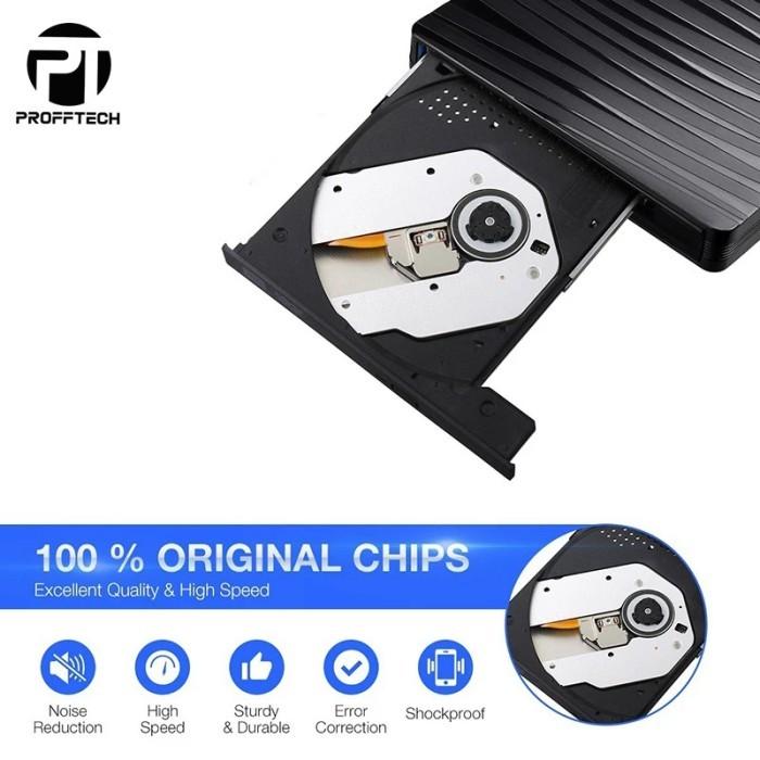 DVD-RW EXTERNAL USB 3.0 + TYPE-C HUB Original ProffTech Garansi 1 Tahun 1