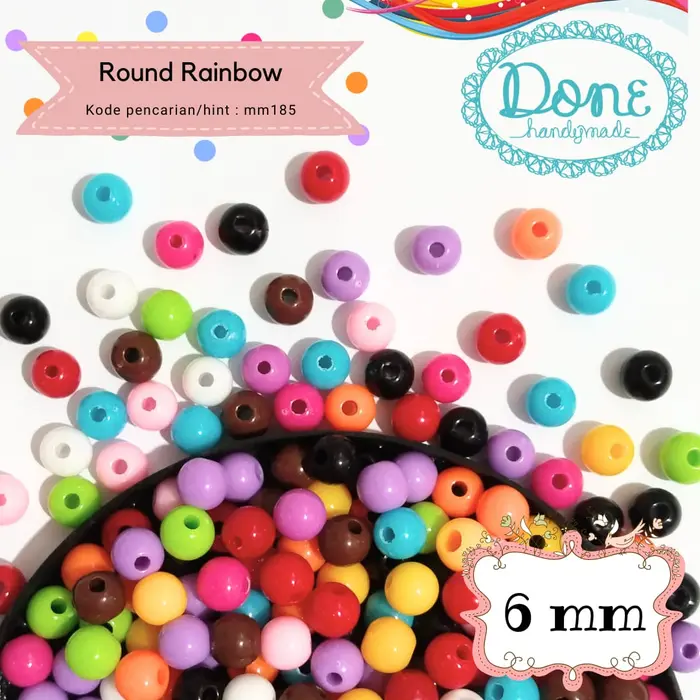 Gambar Done handymade manik bulat manik round rainbow bedas diy meronce mm185 - diameter 6mm dari Done Handymade Kota Administrasi Jakarta Barat 2 Tokopedia