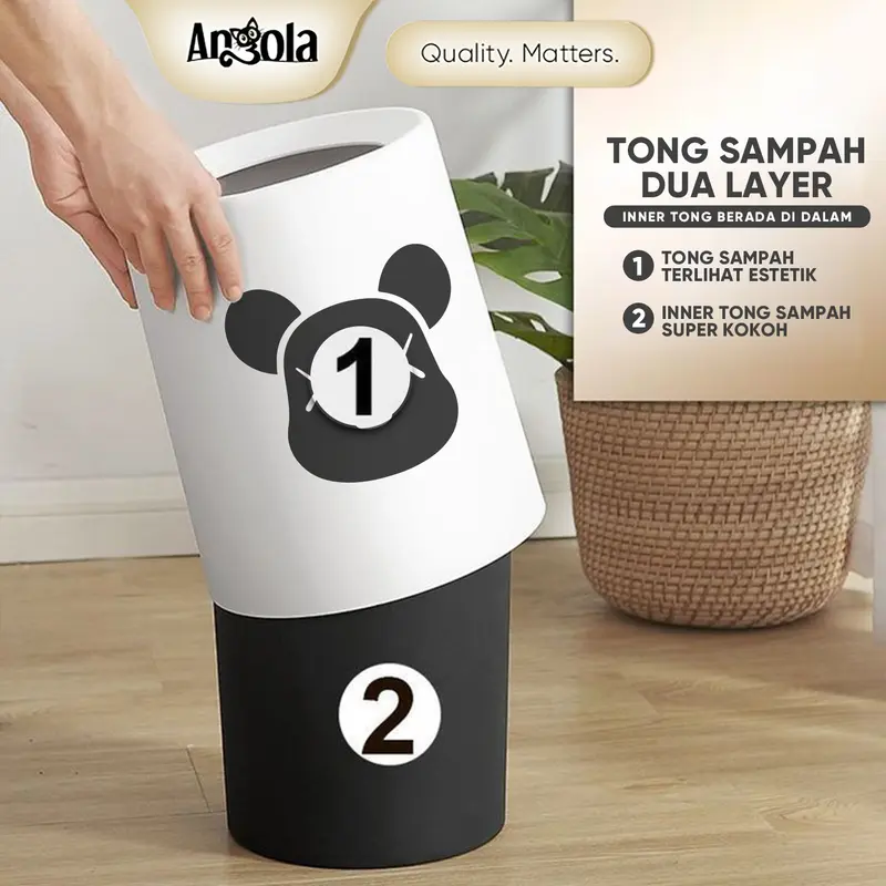 Angola Tempat Sampah Kamar Plastik Tong Sampah Kotak Sampah Trash Bin aesthetic E101 2