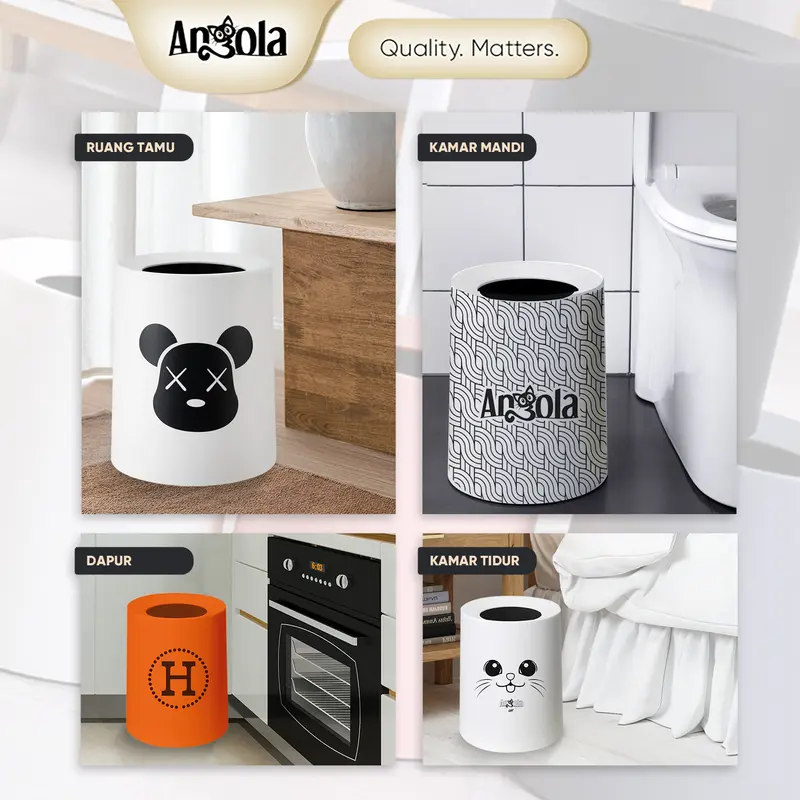 Angola Tempat Sampah Kamar Plastik Tong Sampah Kotak Sampah Trash Bin aesthetic E101 3