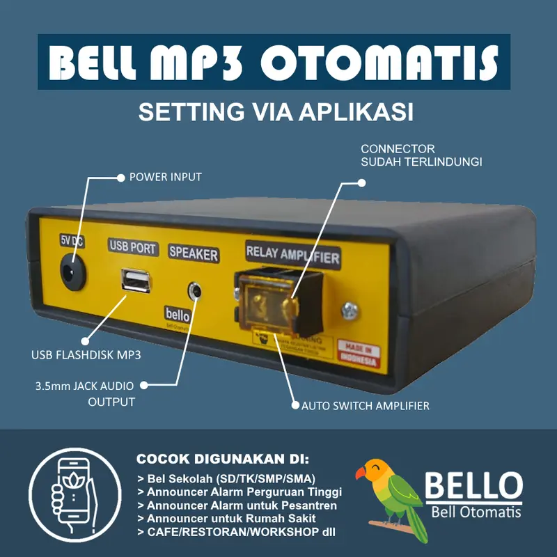 PROMO bel otomatis sekolah mp3 BELLO Seri AA40W WIFI+ANDROID 0