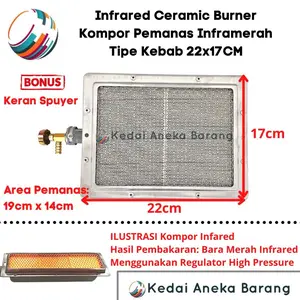 Kompor Stove Keramik Ceramic Infrared Gas LPG NG Burner 263mm x 166mm Kebab BBQ Grill