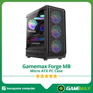 Gamemax Forge MB + 4x ARGB Fan | PC Casing Micro ATX | CPU PC Case Gaming