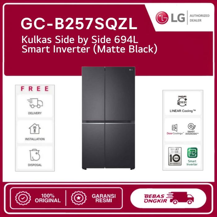 Gambar Kulkas LG GC-B257SQZL Side by Side 694L Smart Inverter 150W dari LGAuthorizedDealer Kota Administrasi Jakarta Barat Tokopedia