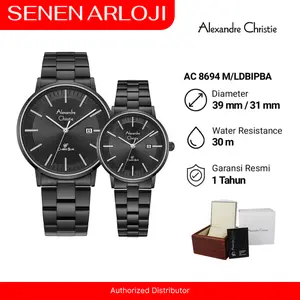 Jam Tangan Couple Alexandre Christie AC 8694 Original - Full Black