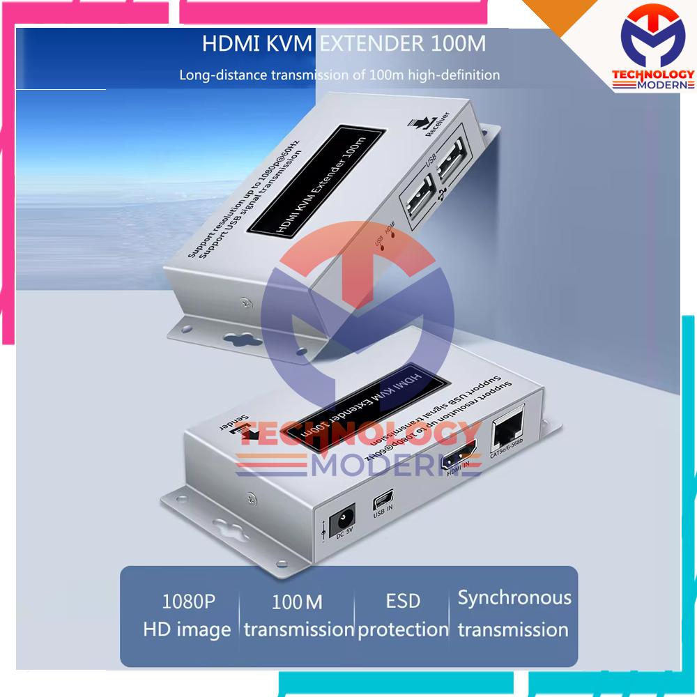 HDMI+USB+IR KVM Extender 100 M over LAN CAT5E/6 (via router/switch) 1080P