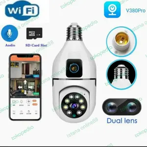 Kamera Cctv Wifi Bohlam panoramic 360 bulb lampu V380pro IP camera 5MP