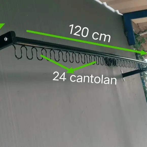 Jemuran Baju dinding Lipat 1 Baris 120cm