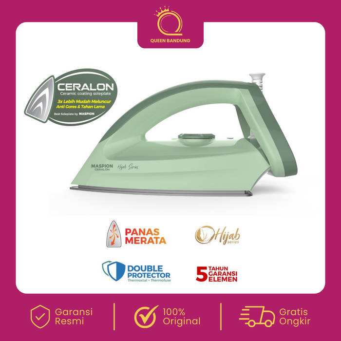 Gambar MASPION Setrika Automatic Iron Hijab Series HA-365 Electric Iron Ceralon Ceramic Non Stick dari Queen Bandung Kota Bandung Tokopedia