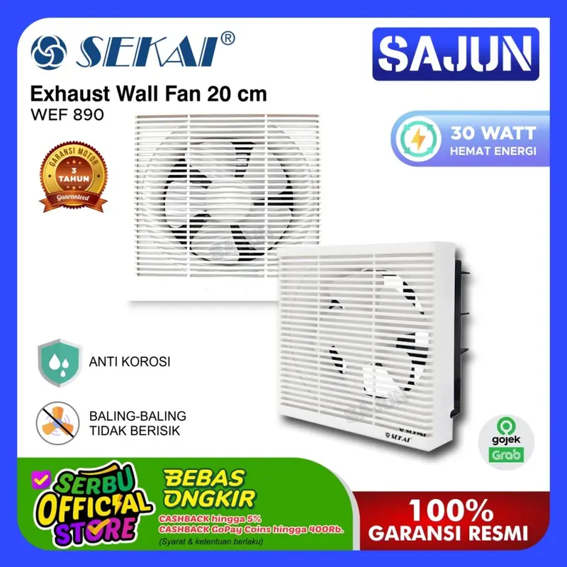 SEKAI Wall Exhaust Fan WEF890 Exhaust Tipe Dinding 20 Cm WEF-890 0