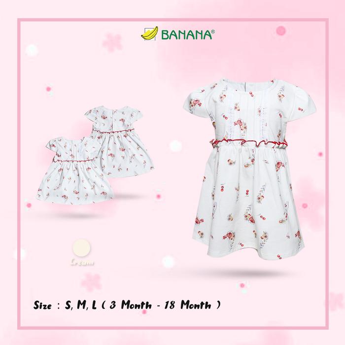 Gambar BANANA Dress bayi perempuan printing bunga cream renda cubit - S dari BANANA Official Store Kota Administrasi Jakarta Timur Tokopedia