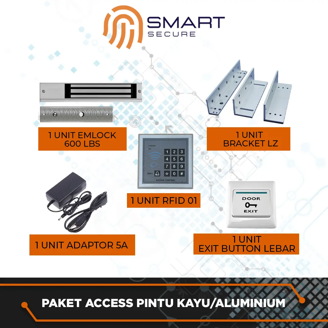 SMART SECURE Paket Hemat Pake Akses Door RFID Emlock 600 Lbs Paket ...
