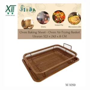 SINDA OVEN AiR Frying Basket Tray 32,5X24,5X8 Cm Nampan Keranjang Saringan Goreng CHROME