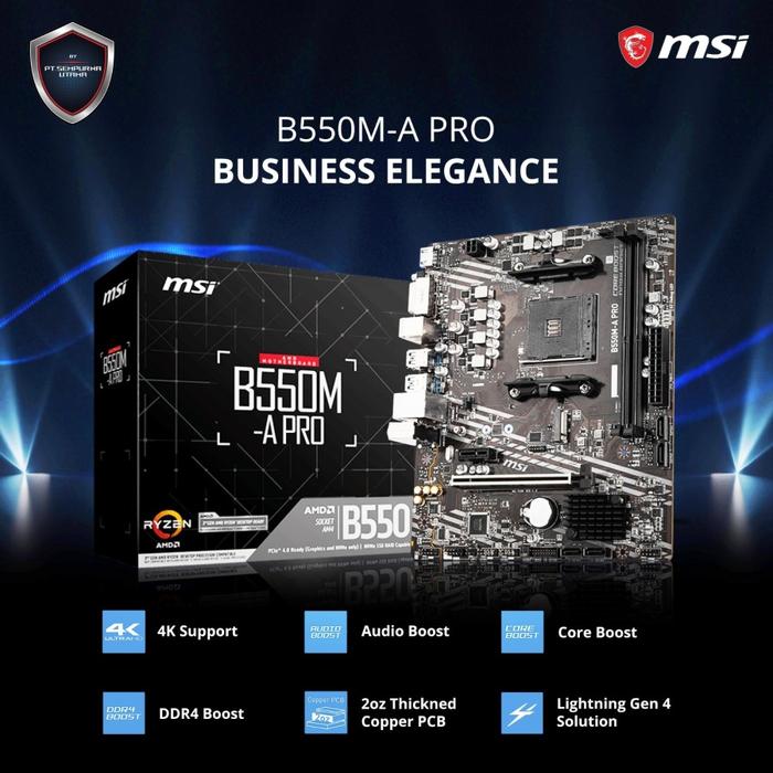 Gambar MSI B550M-A PRO - [Socket AM4, AMD B550, DDR4, USB3.2, SATAIII, m-ATX] I B550M A PRO dari Duta Mandiri Infokom Kota Administrasi Jakarta Pusat Tokopedia