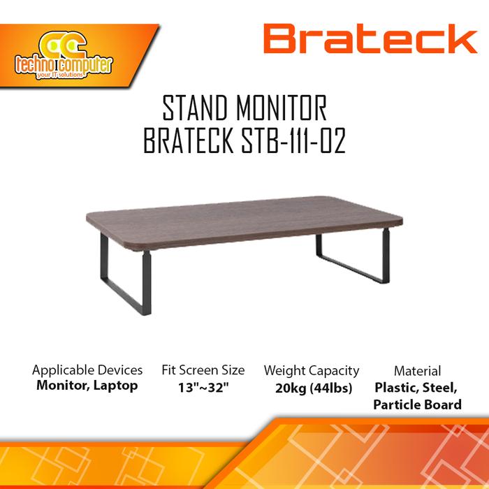 Gambar STAND MONITOR BRATECK STB-111-02 For Monitor & Laptop 13-32 inch - Teak & Matte Black dari Techno Computer Bali Kota Denpasar Tokopedia