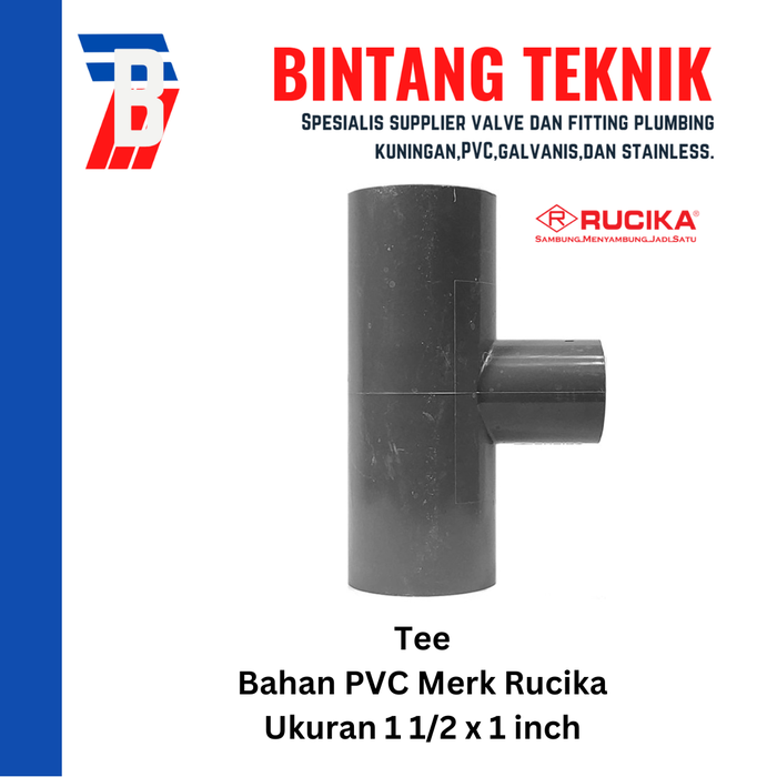 Gambar Reducer Tee (Vlok Tee) 1 1/2" x 1" inch PVC Rucika AW dari Bintang Teknik Toko Kota Administrasi Jakarta Barat Tokopedia