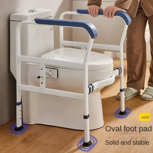 Pegangan Kamar Mandi pengaman toilet duduk dapat disesuaikan pegangan toilet untuk lansia / wanita hamil dan penyandang disabilitas
