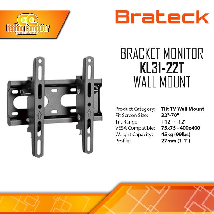 Gambar Bracket Monitor TV 23-43inch BRATECK KL31-22T Tilt Wall Mount Bracket dari Techno Computer Bali Kota Denpasar Tokopedia