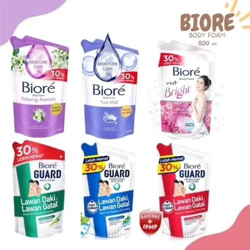 BIORE GUARD BODY FOAM LIVELY REFRESH 800MI, ACTIVE ANTIBACTERIAL MERAH