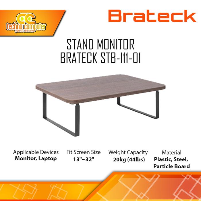 Gambar STAND MONITOR BRATECK STB-111-01 For Monitor & Laptop 13-32 inch - Teak & Matte Black dari Techno Computer Bali Kota Denpasar Tokopedia