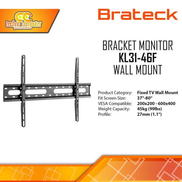 Gambar Bracket Monitor TV 37-80inch BRATECK KL31-46F Fix Wall Mount Bracket dari Techno Computer Bali Kota Denpasar Tokopedia