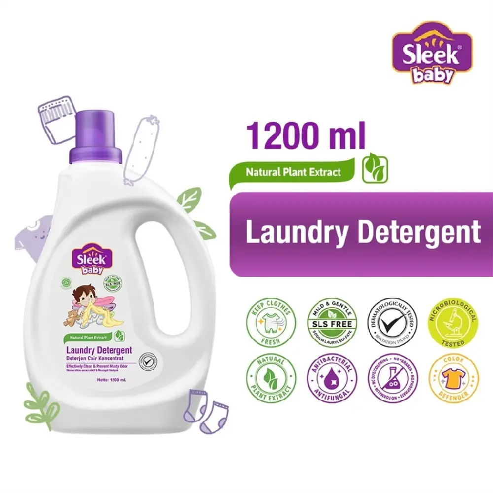 Sleek Baby Laundry Detergent Deterjen Cair Botol 1200 ml