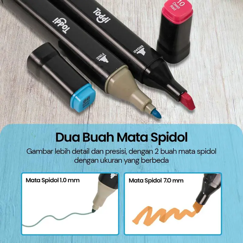 Spidol Warna Warni 1 Set Dual Side Fine Art Brush Pen Art Sketch Marker isi 80/60/48/30/24/12 Color 1