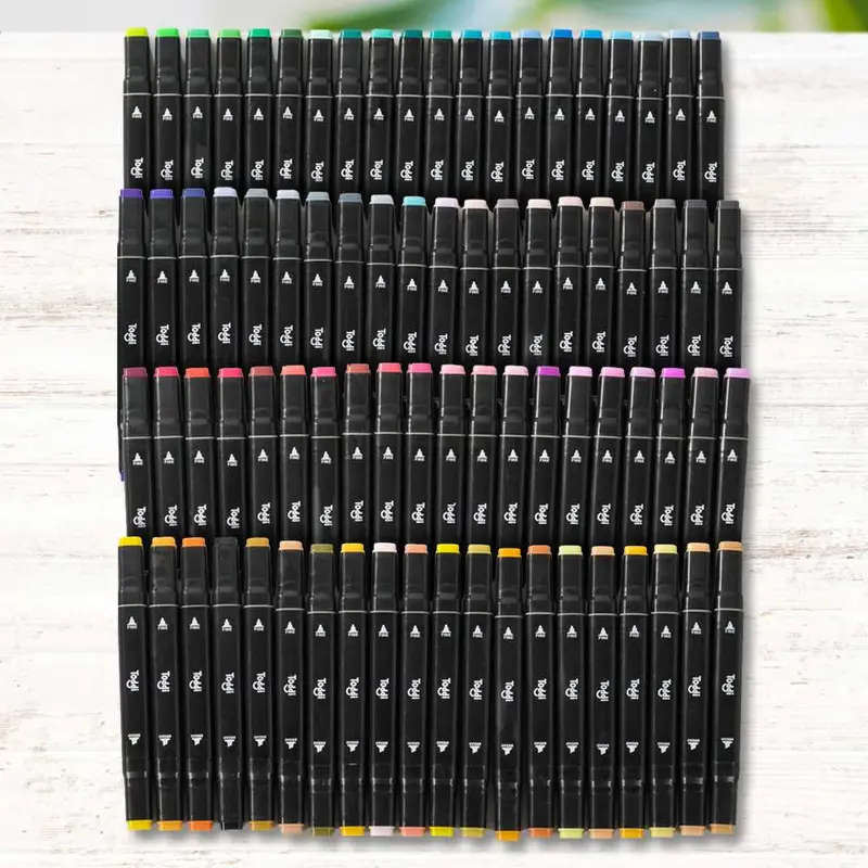 Spidol Warna Warni 1 Set Dual Side Fine Art Brush Pen Art Sketch Marker isi 80/60/48/30/24/12 Color 4