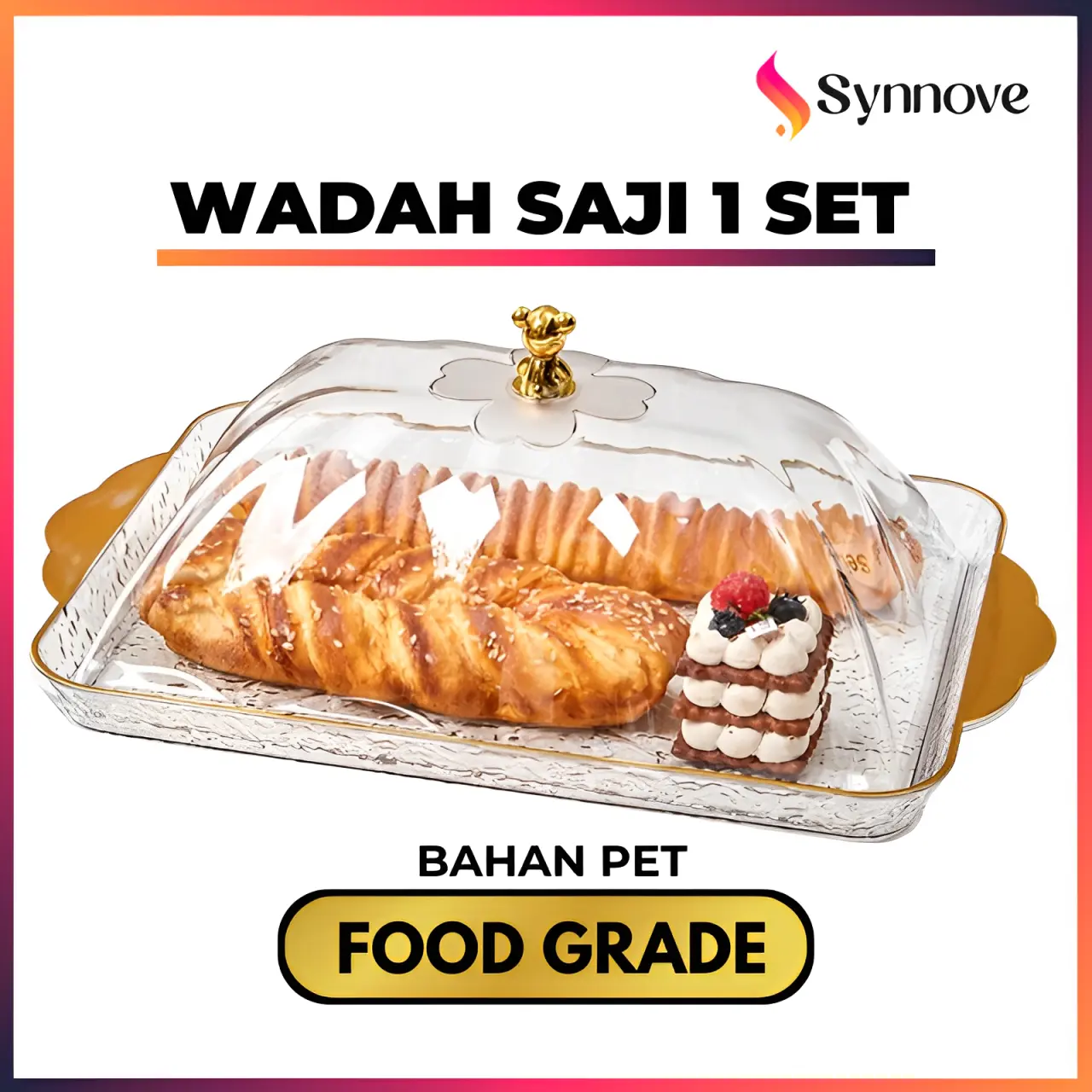 Tempat Roti Kue Tertutup Food Grade Wadah Saji Tudung Saji Tempat Nampat Roti Kue Donat