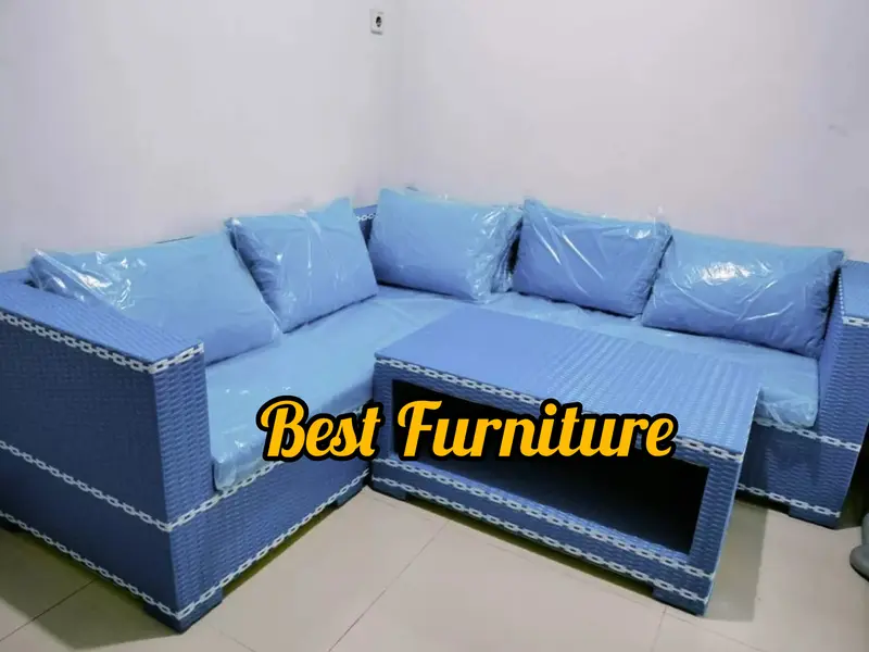Set Kursi Sofa Bangku Korsi L Sudut Duduk Teras Malas Santai Rotan Sintetis Untuk Teras Ruang Tamu 1 set Modern Mewah Minimalis Murah Rooftop Outdoor Indoor 4