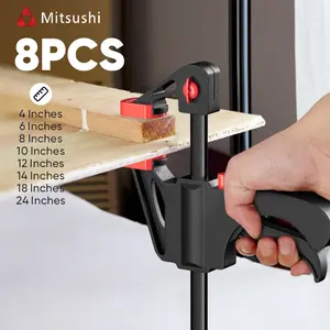 Mitsushi Klem Jepit Kayu F Clamp 4" 6" 8" 10" 12" 14" 18" 24" Quick Release - Catok Penjepit Press Alat Pertukangan Kayu Modern - Bar Clamp Penjepit Kayu Mini Klem F Speed Squeeze Ratcheting