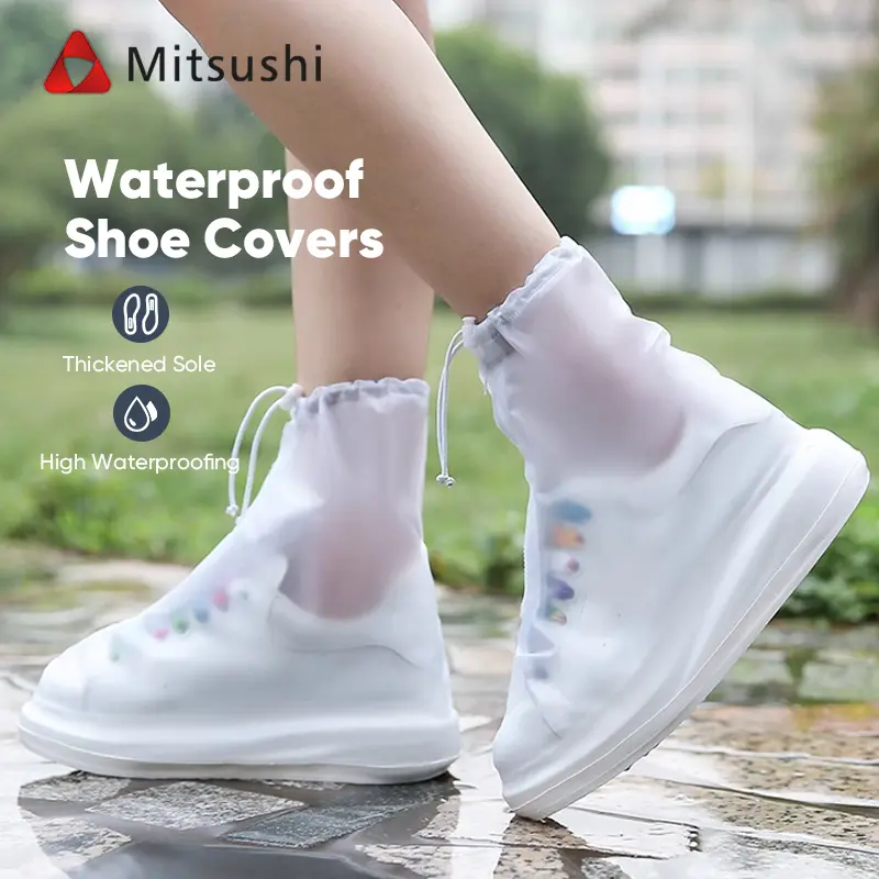Mitsushi Pelindung Sepatu Anti Air Sarung Sepatu Tahan Hujan Short Waterproof Cover Shoes Jas Hujan Sepatu Transparan / Hitam Unisex