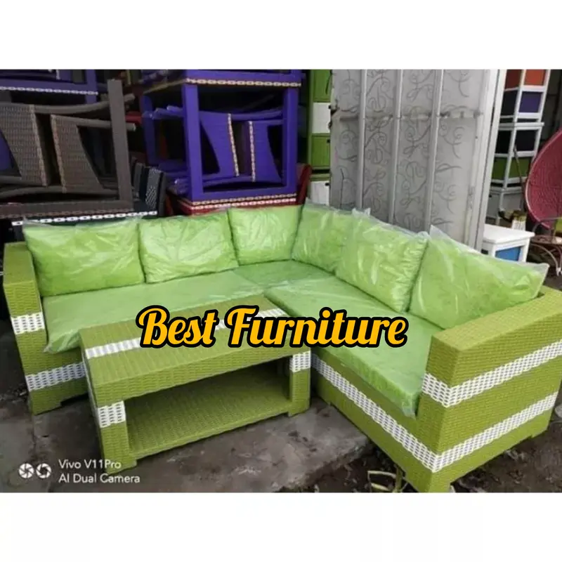 Set Kursi Sofa Bangku Korsi L Sudut Duduk Teras Malas Santai Rotan Sintetis Untuk Teras Ruang Tamu 1 set Modern Mewah Minimalis Murah Rooftop Outdoor Indoor 3