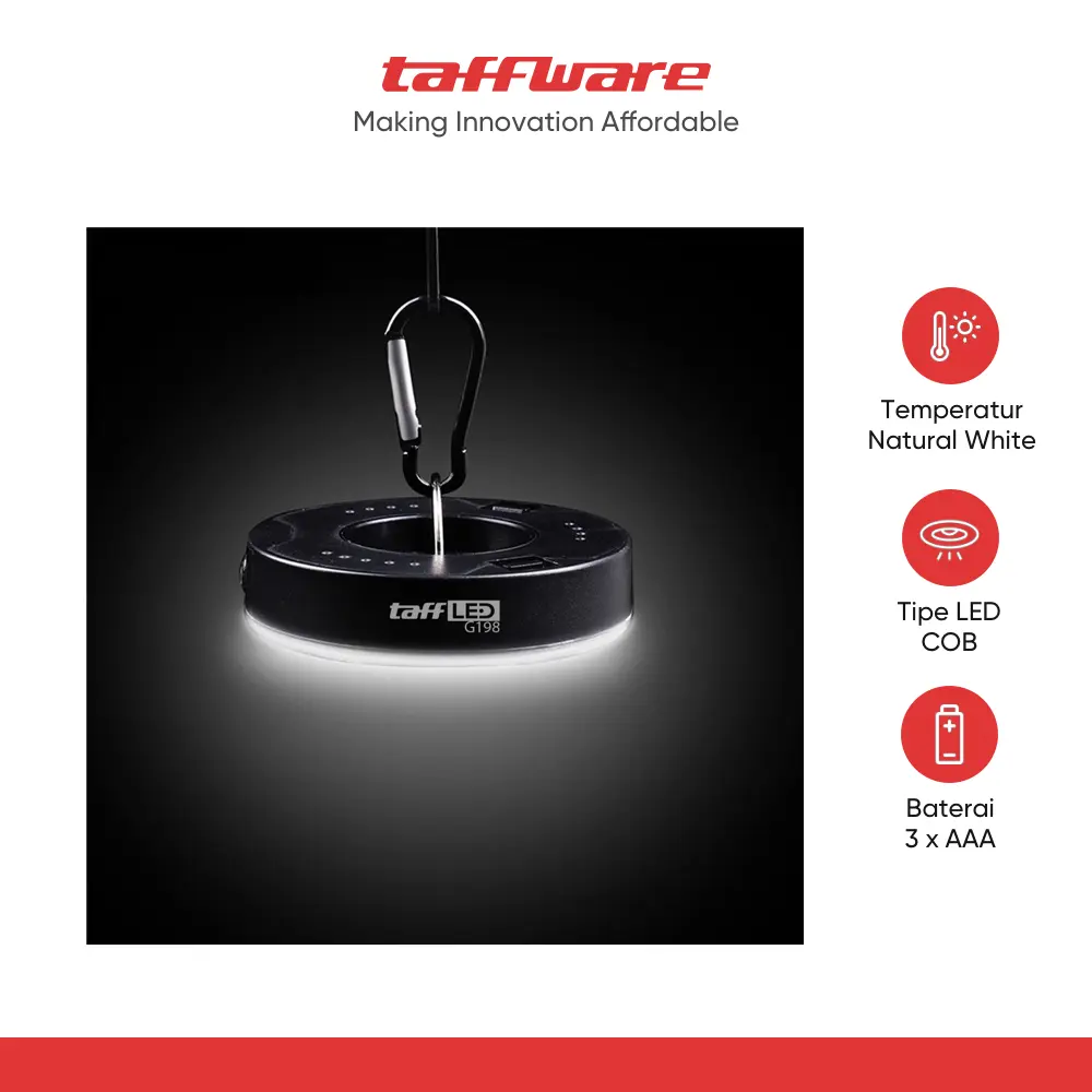 TaffLED Lampu LED Camping Tenda Waterproof Emergency COB Natural White - G198
