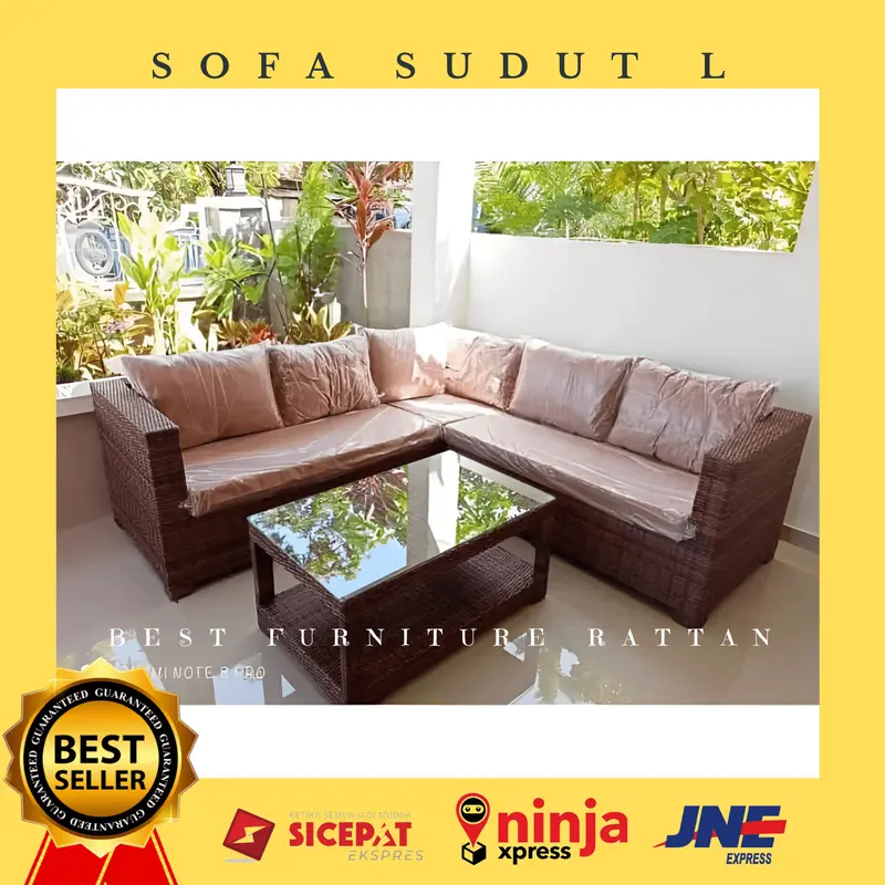 Set Kursi Sofa Bangku Korsi L Sudut Duduk Teras Malas Santai Rotan Sintetis Untuk Teras Ruang Tamu 1 set Modern Mewah Minimalis Murah Rooftop Outdoor Indoor 0