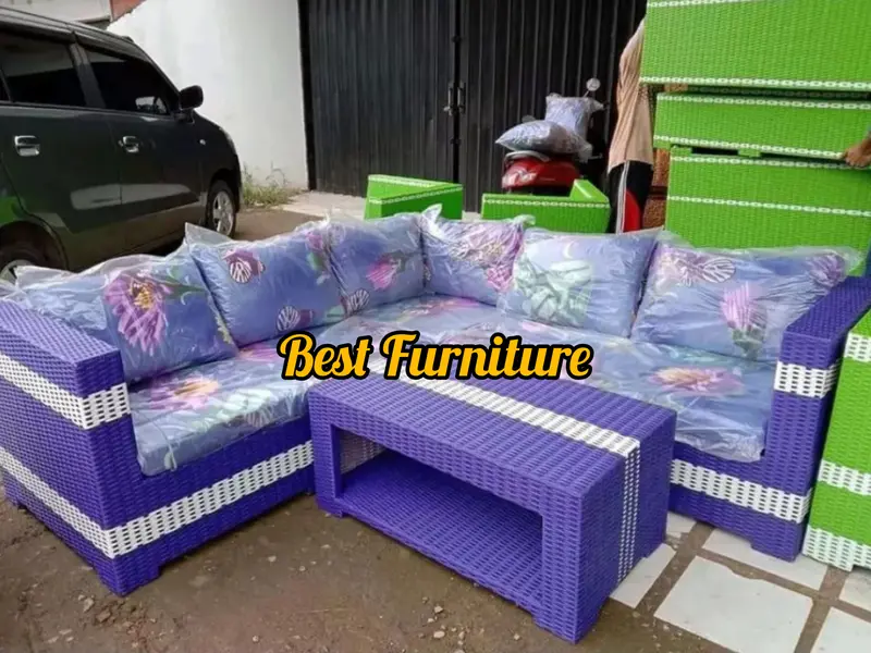 Set Kursi Sofa Bangku Korsi L Sudut Duduk Teras Malas Santai Rotan Sintetis Untuk Teras Ruang Tamu 1 set Modern Mewah Minimalis Murah Rooftop Outdoor Indoor 7